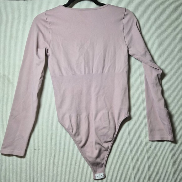 OQQ Body Suit Large Pink/mouve Square Neck Long Sleeve - Picture 4 of 8